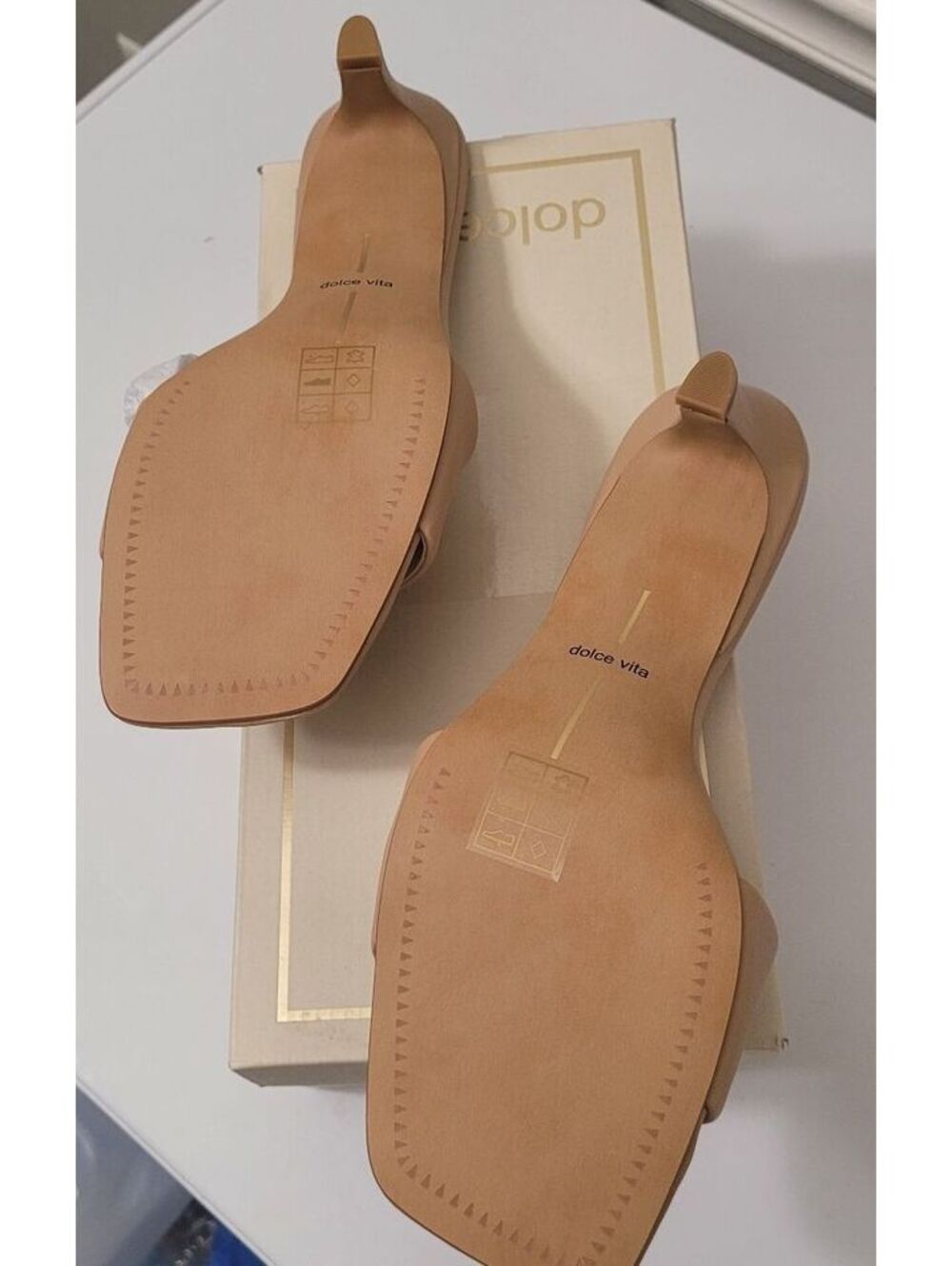Dolce Vita Rexa Light Tan Leather Kitten Heeled Sandals Women's Shoes Size 9 - Picture 5 of 9